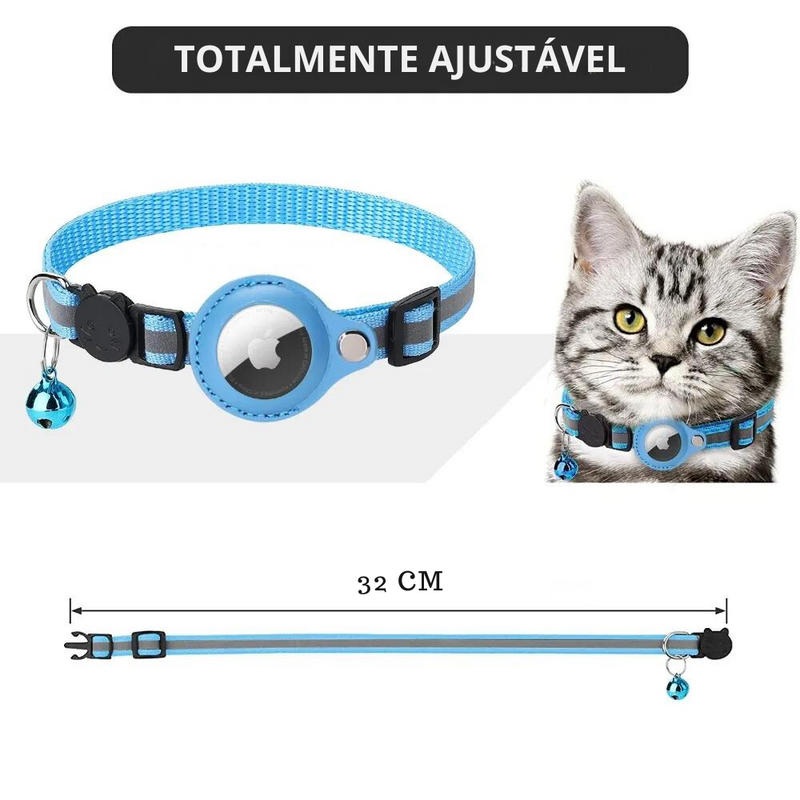 Coleira Para Gatos Refletiva Com Suporte Para Apple Airtag